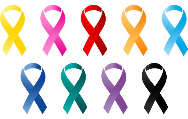 Zu sind die verschiedenen Krebs Awareness Schleifen, um die Wirkung von Selen bei Krebs darzustellen.